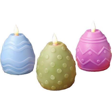 Décoration de Pâques en trois parties, bougies LED sans flamme en forme d'œufs de Pâques (1/5)