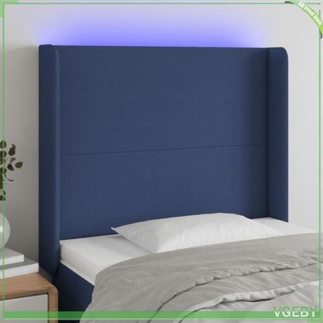 Tête de lit - FAF7291712408960 - Tissu bleu - LED intégrée 55 cm USB 5V - Hauteur réglable (1/5)