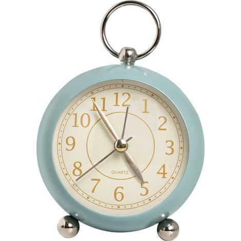Petit réveil vintage avec veilleuse - vert silencieux - horloge décorative pour table de chevet, bureau, cuisine, chambre, étagère, table de nuit - sans pile - bleu (1/5)