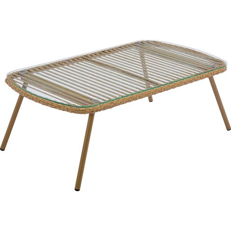 Tavolino da giardino in Resina intrecciata Naturale chiaro  - LOUSINI di MYLIA (1/5)