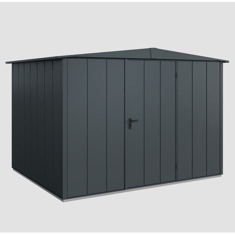 Hörmann Ecostar Metall-Gerätehaus Elegant mit Satteldach Typ 3, 324 x 248 cm, anthrazitgrau, 7,2 m², 1-flüglige Tür