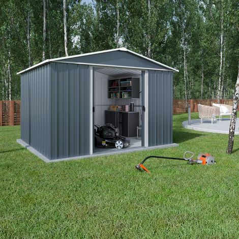 Trigano – Abri de jardin métal gris 8,12 m² – Portes coulissantes – Garantie 15 ans contre corrosion – Ventilation optimale (1/5)