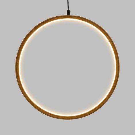 LED Wandlampe Holz hell Ø37cm (1/5)