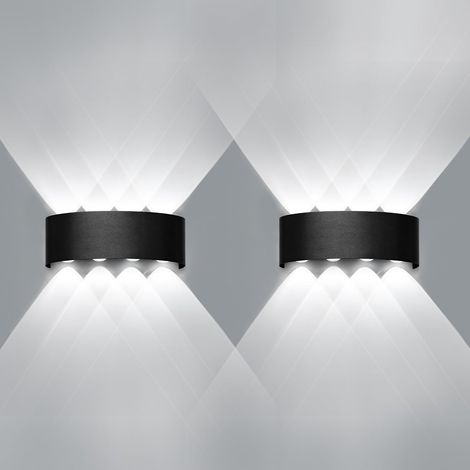 2PCS Applique Murale LED 8W 6000K Blanc Froid IP65 Aluminium Intérieur Extérieur Salon Couloir (1/5)
