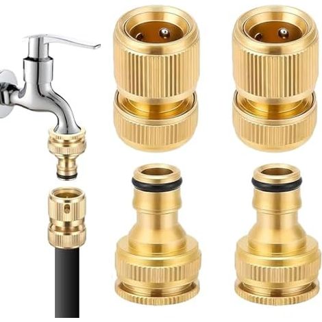 4 Pièces Tuyau en Laiton 19 mm 3/4" Adaptateu,pour Adaptateur Robinet Cuisine de D'arrosage - (1/5)