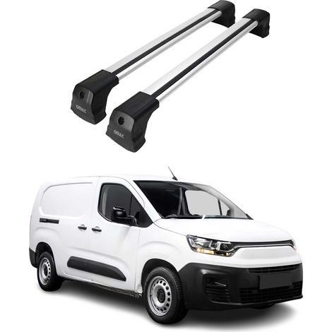 OMAC Dachträger Querträger kompatibel mit Fiat Doblo III 2022-2026 – 2 Stangen – Abschließbar – Aluminium Silber