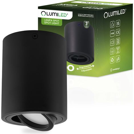 Aufputz-Halogen-Spotleuchte LUNDO GU10 LUMILED Rund Schwarz 80 mm (1/5)