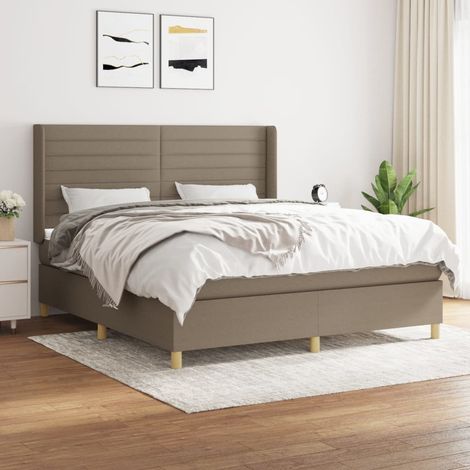 vidaXL Sommier à lattes de lit avec matelas Taupe 160x200 cm Tissu (1/5)
