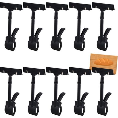 Set di 10 porta-etichette in plastica, porta-etichette con clip girevole per carte, cartellini dei prezzi e foto. (1/5)