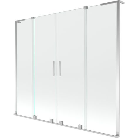 Mexen Velar L Duo Badewannenwand 2-flügelig verschiebbar 170 x 150 cm, transparent, Chrom - 896-170-003-02-01 (1/2)