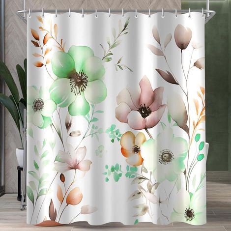 Duschvorhang Blumen Zeichnen 240x200cm Wasserabweisend Polyester, 16 Ösen (1/5)