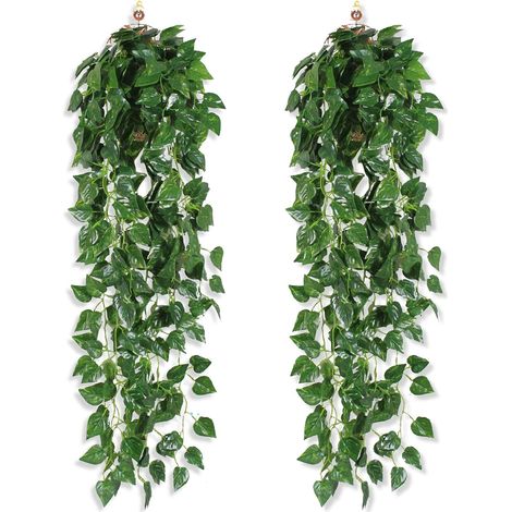 DabbOo 2 PCS Lierre Artificiel Plante Artificielle Exterieur Plante à Suspendre Artificielle pour la Décoration de la Maison, Les Couronnes, la Belle Décoration de Pièce, Les Mariages et Plus Encore