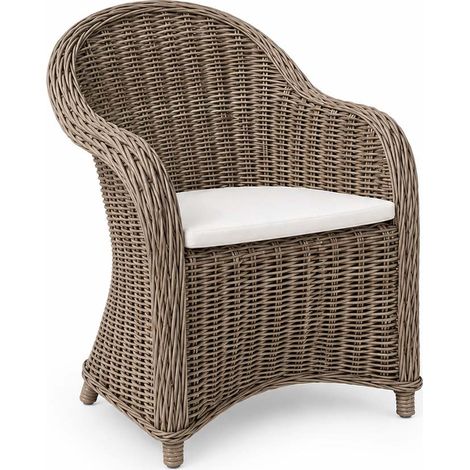 Sillón Roma en ratán natural trenzado gris con cojín gratuito (1/5)