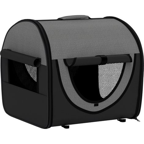 Pawhut Folding Fabric Soft Pet Crate, 46Lx36Wx41H cm Black (1/5)