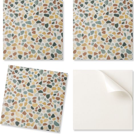 Baldosas de vinilo autoadhesivas con pegamento impreso y dise帽o de mosaico, 9x30x30 cm.