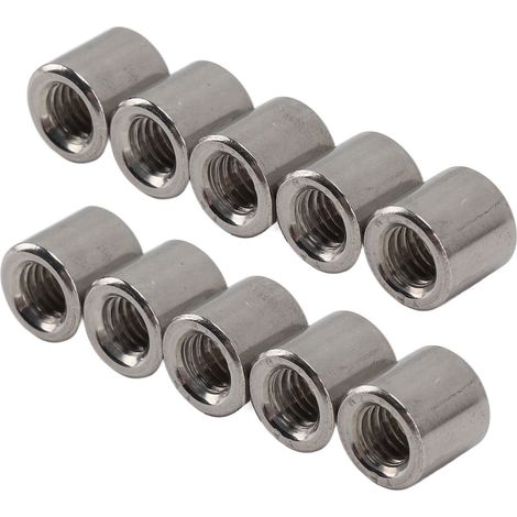 50 écrous de raccordement cylindriques en acier inoxydable 304, filetage femelle M6, écrous de connexion ronds (1/5)