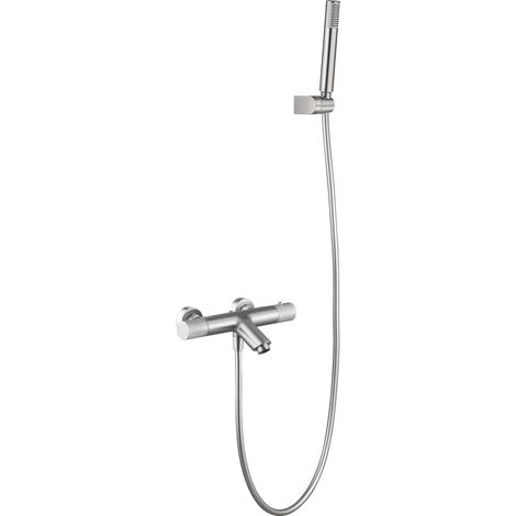 IMEX Set vascadoccia termostatico nikel spazzolato corpo in ottone e zama tubo flessibile PVC supporto maniglia ABS cartuccia termostatica TURN CLEAN SYSTEM modello Imex-BTD038-4NQ (1/3)