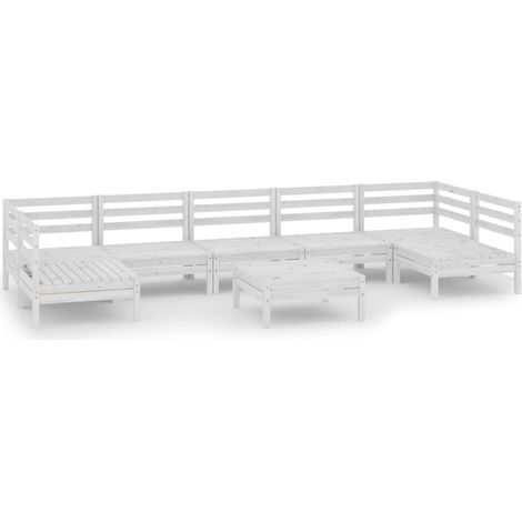 Mobili da giardino mobili da esterno set di mobili 8 pezzi in legno di pino massiccio bianco 020017781
