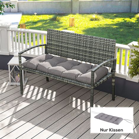 Coussin de banc 105 x 46 x 12,5 cm avec attaches. Coussin d'assise extérieur pour mobilier de jardin. Banc. Gris. (1/5)