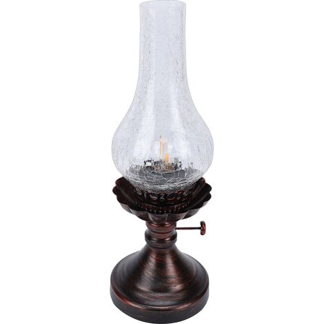Vintage-Tischlampe mit Schirm aus Crackle-Glas, 40 W, E27/E26, rustikale kleine antike Schreibtischlampe, Nachttischlampe, Dekoration für Schlafzimmer im Landhausstil (1/5)