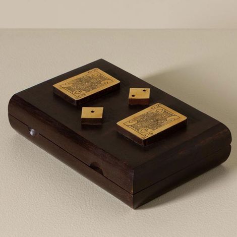 Boîte de Jeux Cartes et Dés 18x5x12cm