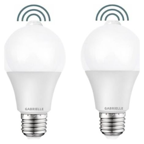 QORVA-Lot de 2 Ampoule LED Detecteur de Mouvement PIR, E27 Culot Vissé, 12W, 1000 Lumens (équivalent de 100 watts), 220V, 6000K Blanc Froid, Ampoules d'éclairage de Sécurité
