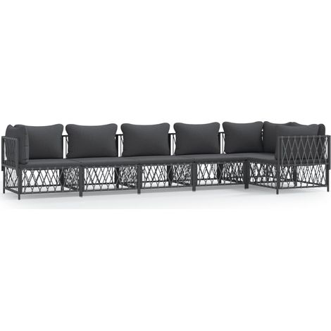 Maison Exclusive - Set Salotto da Giardino 6 pz con Cuscini in Acciaio Antracite (1/5)
