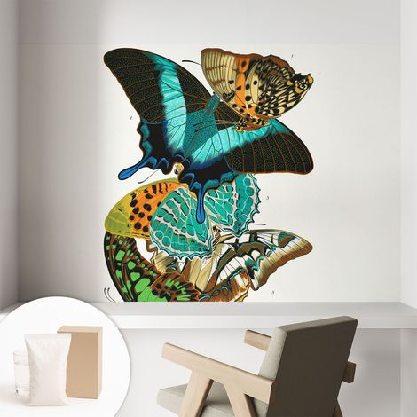 Papier peint intissé décoratif avec motifs pour salon et chambre a motif - Colle incluse gratuite Papillons colorés 104x70 cm (1/5)