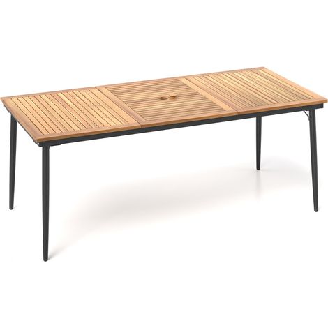 Tavolo da giardino 200 x 90 x 75 cm per 8 persone design rustico colore naturale legno di acacia e metallo 200013988