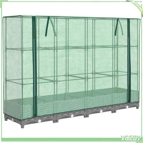 Jardinière surélevée avec housse - FAFEICY - 4015854 - 160x40x123 cm - Aspect rotin - Gris clair (1/5)