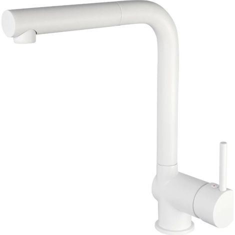 Miscelatore cucina bianco con bocca estraibile in ottone - Capert