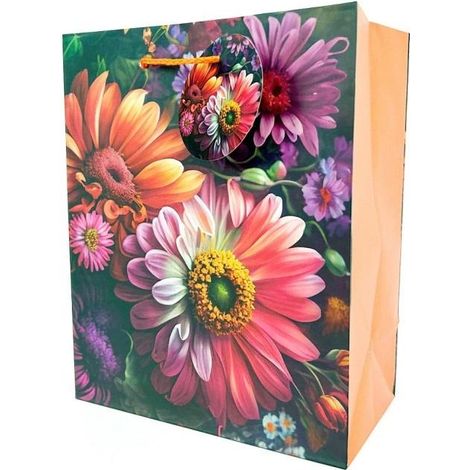 Bolsa decorativa mate de 18x23x10cm con flores