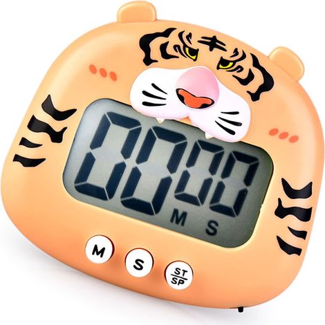 Minuteur électronique RB600 grenouille, gestionnaire de temps étudiant, minuteur de cuisine orange tigre, compte à rebours 100 min + pile incluse (1/3)