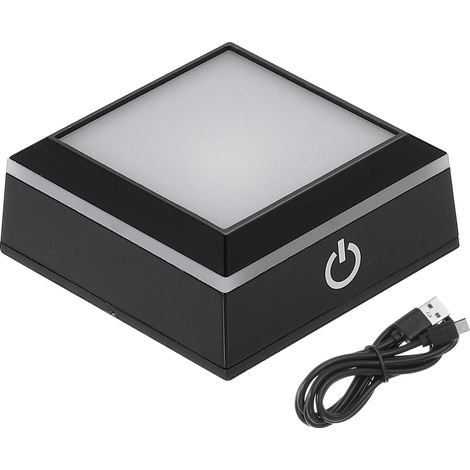 Petit support de lampe carré avec fixation à changement de couleur et affichage LED - noir (1/5)