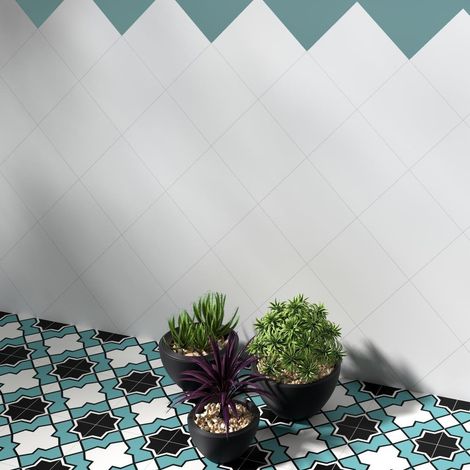 Carrelage premium effect ciment mat blanc solide White 20x20 cm (1/3)