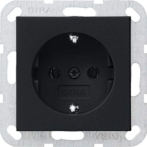 GIRA 0466005 SCHUKO-STECKDOSE 16 A 250 V OHNE BEFESTIGUNGSKRALLEN, SYSTEM 55, SCHWARZ MATT