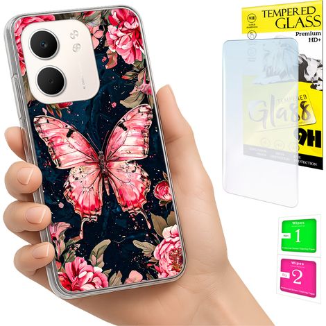 Coque pour Oppo A5X, coque arrière papillon avec photo et verre 9H (1/5)