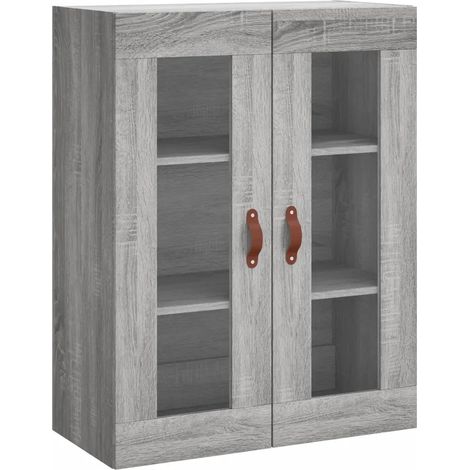 Elegante pensile di design con pratico vano contenitore 69,5 x 34 x 90 cm realizzato in legno composito grigio 020048609