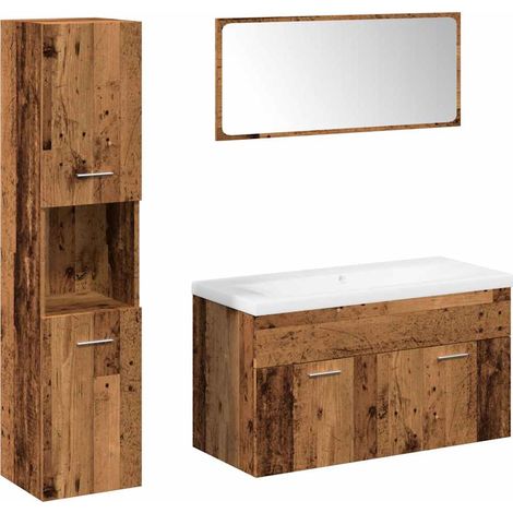 Maison Exclusive - 5-tlg. Badmöbel-Set Altholz-Optik Holzwerkstof