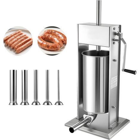 Poussoir à saucisses manuel 15 L vertical double vitesse acier inoxydable 5 tubes usage commercial (1/5)