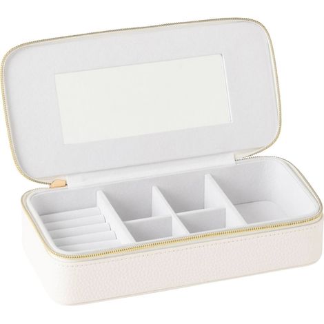 Boîte à bijoux blanche avec miroir - blanc avec détails dorés (1/4)