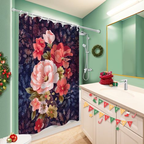 Rideau de bain 180x180 avec œillets rideau étanche pour un printemps fleuri dans la salle de bain (1/5)