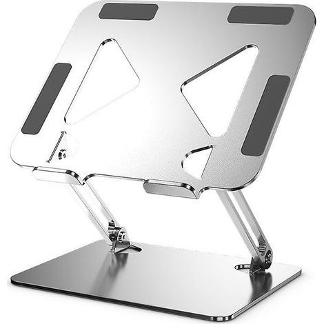 Support de tablette de bureau, support de tablette réglable multi-angles, design ergonomique pliable et portable, rehausseur de tablette en métal argenté de qualité supérieure (1/4)