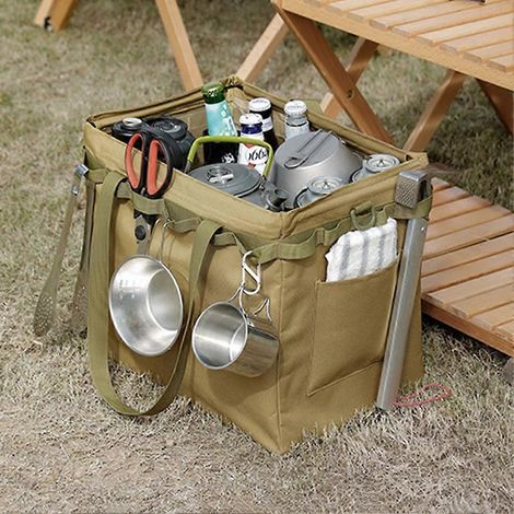 Sac à main pliable multifonctionnel de grande capacité pour le camping, sac de rangement pour outils et bois de chauffage (1/5)