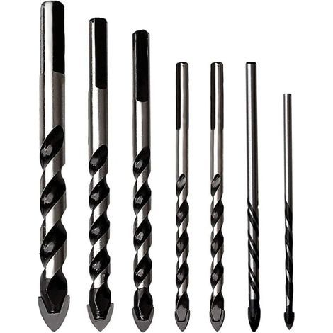 Juego de 7 brocas multimateriales de carburo de tungsteno para porcelana, cerámica, hormigón, paredes de ladrillo, vidrio, espejos, mampostería plástica y madera (3/4/5/6/8/10/12 mm), (1/5)