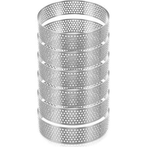 Steel Mini Tart Pans, Perforated, Set of 6, 8 cm (1/5)