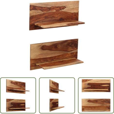 Wandregal Holz - Wandregale 2 Stk. 58x26x20 cm Massivholz Akazie (1/5)