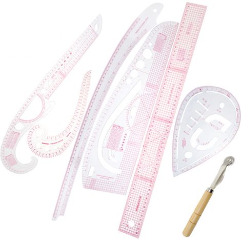 Lot de 7 règles métriques françaises pour la couture et la création de patrons de vêtements. Gabarit de dessin flexible et incurvé pour la confection de vêtements et la création de patrons. (1/5)