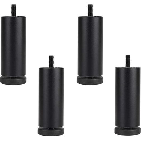 Ensemble de 4 pieds de canapé réglables en hauteur en alliage d'aluminium, pieds de rechange pour meubles, filetage M8, noir, 15 cm (1/4)
