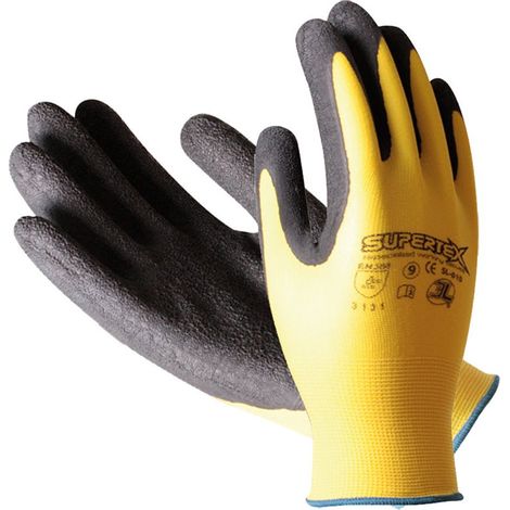 Landwirtschaftshandschuh aus Nylon und Latex mit gelber Supertex-Handfläche T-9SL-01